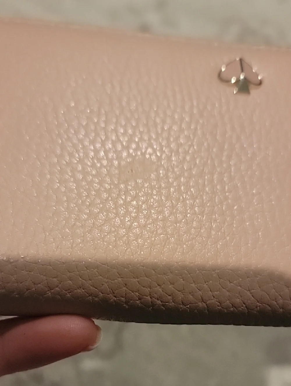 kate spade Pebbled Leather Zip Wallet in Blush Pink with Pink And Gold Spade